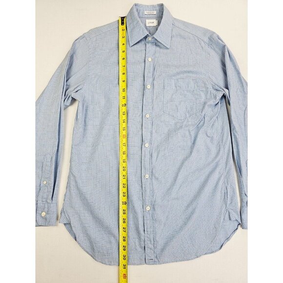 J. Crew Size Small 14.5-15 Mens Blue Orange White Check Long Sleeve Cotton Shirt - Picture 8 of 9